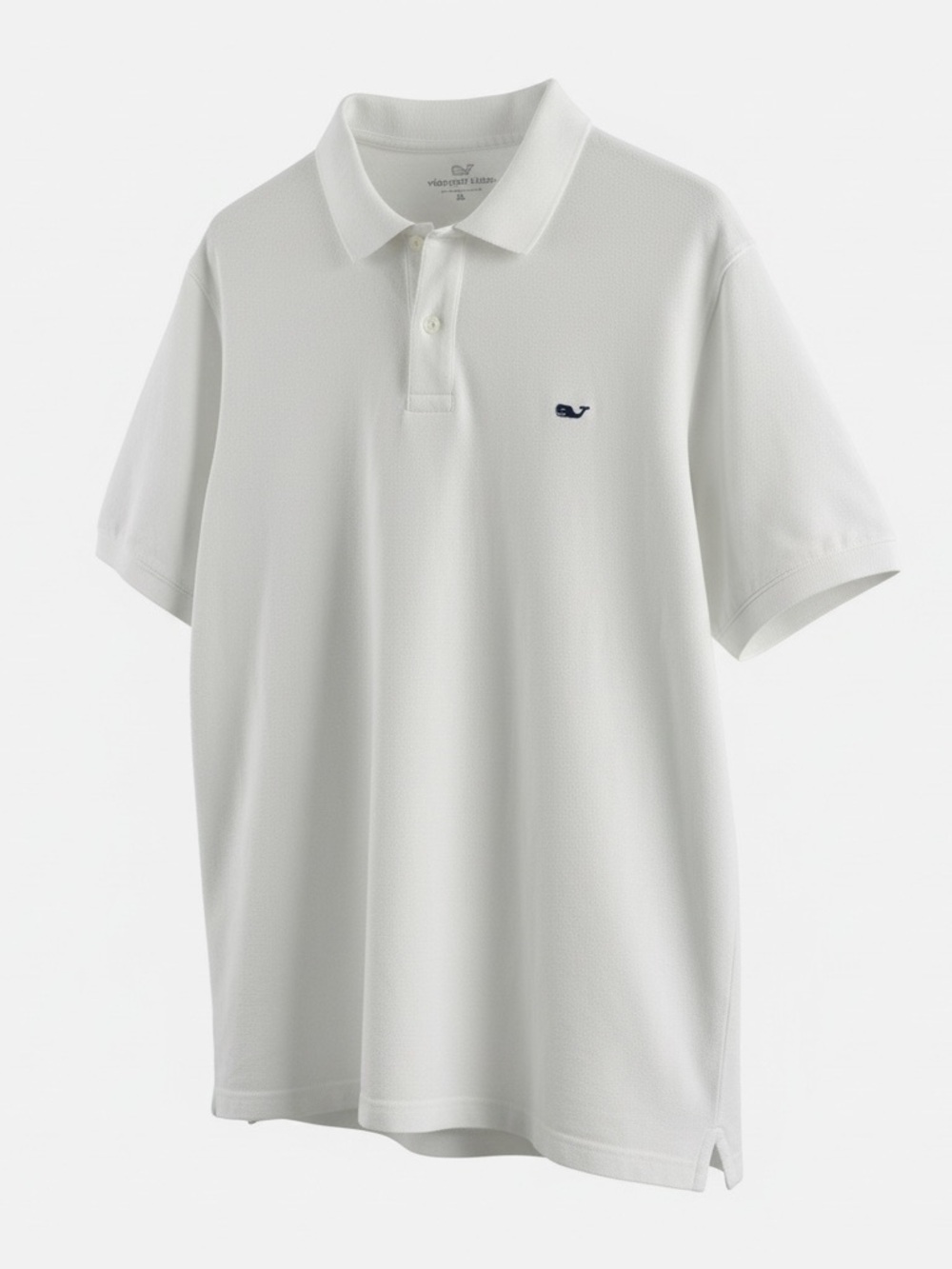 Vineyard Vines White Polo with Navy Whale Logo